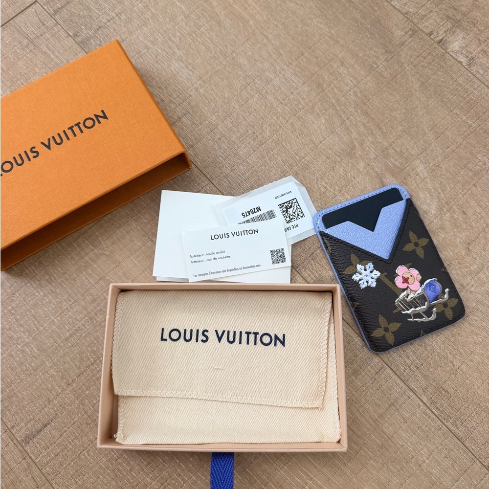 Louis Vuitton Monogram Card Holder with Blue and Pink Accents